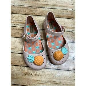 Mini Melissa Perforated Pineapple Mary Jane Jelly Shoes Toddler Girls Size 10